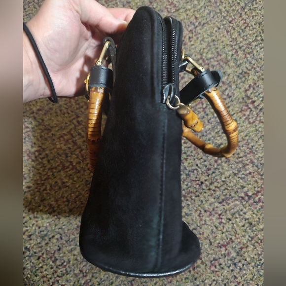 PC: Gucci EUC+++ Black Suede & Leather 2 Way Bamboo Satchel Bag - Picture 17 of 17